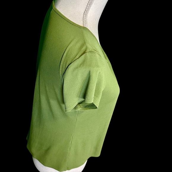 Eileen Fisher 100% Silk ‘Balletneck Cap Sleeve Top’ in “Edamame” Green Size SP - Picture 10 of 14